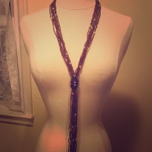Beautiful long beaded necklace purple NWT